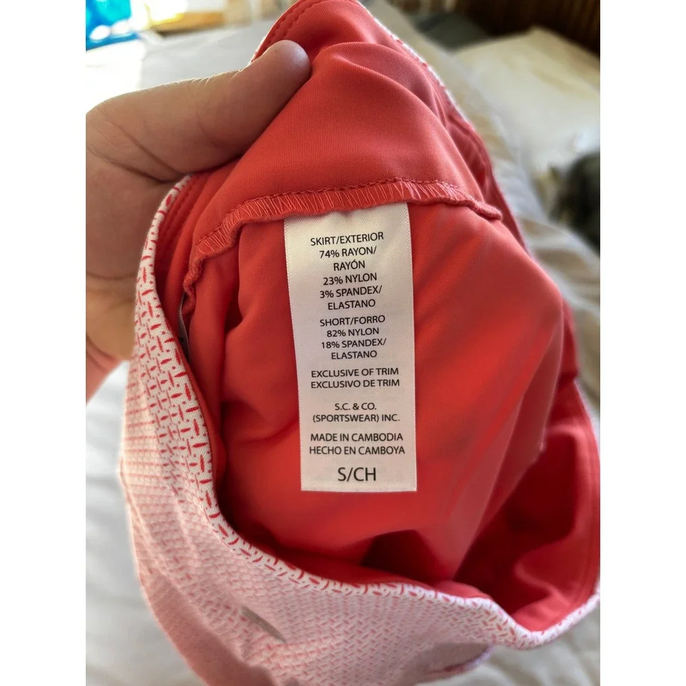 S.C. & Co. Sportswear Red White Geometric Print Golf Skort Size‎ Small
